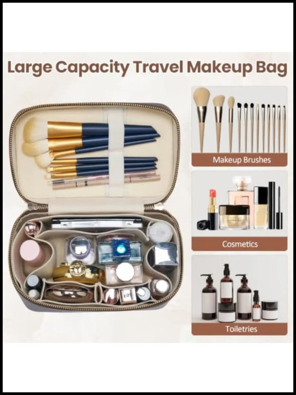Vegan Leather Hard Cosmetic Organizer Travel Makeup Bag Vanity Case